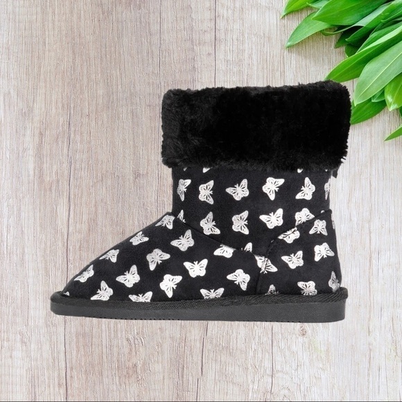 Muk Luks Madison Butterly Printed Faux Fur Bootie in Black 2 - Picture 8 of 9
